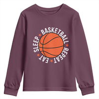 Basketball Lover Youth Sweatshirt Eat Sleep Basketball Repeat - Wonder Print Shop