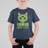 Funny Alien Cat T Shirt For Kid Human Aren't Real Cute Mythical Creature - Wonder Print Shop