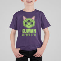 Funny Alien Cat T Shirt For Kid Human Aren't Real Cute Mythical Creature - Wonder Print Shop
