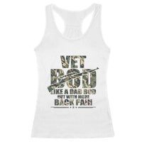 Funny Veteran Vet Bod Like A Dad Bod But With More Back Pain Racerback Tank Top
