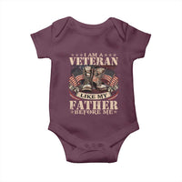 I Am A Veteran Like My Father Before Me Baby Onesie Vintage American Flag