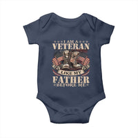 I Am A Veteran Like My Father Before Me Baby Onesie Vintage American Flag