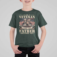 I Am A Veteran Like My Father Before Me T Shirt For Kid Vintage American Flag