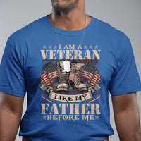 I Am A Veteran Like My Father Before Me T Shirt Vintage American Flag