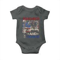 Remember And Honor Baby Onesie Memorial Day Veteran Boots American Flag