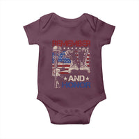 Remember And Honor Baby Onesie Memorial Day Veteran Boots American Flag