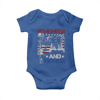 Remember And Honor Baby Onesie Memorial Day Veteran Boots American Flag