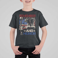 Remember And Honor T Shirt For Kid Memorial Day Veteran Boots American Flag