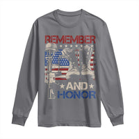 Remember And Honor Long Sleeve Shirt Memorial Day Veteran Boots American Flag