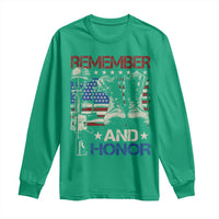 Remember And Honor Long Sleeve Shirt Memorial Day Veteran Boots American Flag