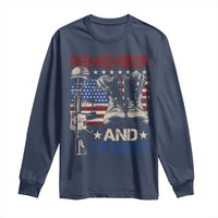 Remember And Honor Long Sleeve Shirt Memorial Day Veteran Boots American Flag