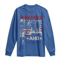 Remember And Honor Long Sleeve Shirt Memorial Day Veteran Boots American Flag