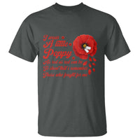 I Wear A Little Poppy Memorial Day T Shirt Veterans Day USA Red Poppy Flower