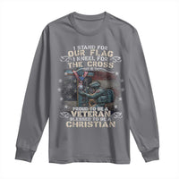 I Stand For Our Flag I Kneel For The Cross Proud Christian Veteran Long Sleeve Shirt