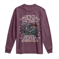 I Stand For Our Flag I Kneel For The Cross Proud Christian Veteran Long Sleeve Shirt