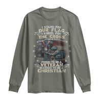 I Stand For Our Flag I Kneel For The Cross Proud Christian Veteran Long Sleeve Shirt