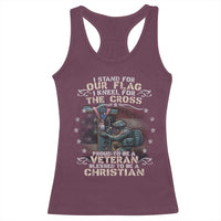 I Stand For Our Flag I Kneel For The Cross Proud Christian Veteran Racerback Tank Top