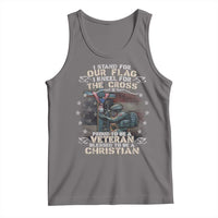 I Stand For Our Flag I Kneel For The Cross Proud Christian Veteran Tank Top