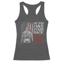My Son Has Your Back Proud Army Dad Racerback Tank Top Military Father