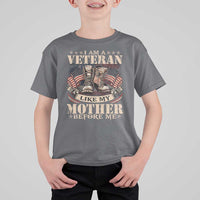 I Am A Veteran Like My Mother Before Me T Shirt For Kid Vintage American Flag - Wonder Print Shop