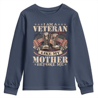 I Am A Veteran Like My Mother Before Me Youth Sweatshirt Vintage American Flag - Wonder Print Shop