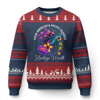 AAPI Asian American and Pacific Islander Heritage Month Ugly Christmas Sweater Floral Sea Turtle