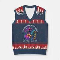 AAPI Asian American and Pacific Islander Heritage Month V-Neck Knit Sweater Vest Floral Sea Turtle