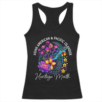 AAPI Asian American and Pacific Islander Heritage Month Racerback Tank Top Floral Sea Turtle