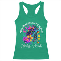 AAPI Asian American and Pacific Islander Heritage Month Racerback Tank Top Floral Sea Turtle