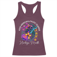 AAPI Asian American and Pacific Islander Heritage Month Racerback Tank Top Floral Sea Turtle