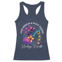 AAPI Asian American and Pacific Islander Heritage Month Racerback Tank Top Floral Sea Turtle