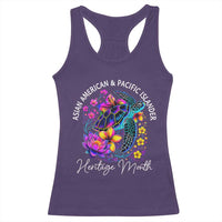 AAPI Asian American and Pacific Islander Heritage Month Racerback Tank Top Floral Sea Turtle