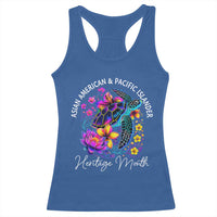 AAPI Asian American and Pacific Islander Heritage Month Racerback Tank Top Floral Sea Turtle