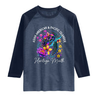 AAPI Asian American and Pacific Islander Heritage Month Raglan Shirt Floral Sea Turtle