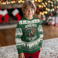 America 250 Years George Washington Riding Tyrannosaurus Rex Ugly Christmas Sweater
