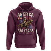 America 250 Years George Washington Riding Tyrannosaurus Rex Hoodie