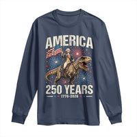America 250 Years George Washington Riding Tyrannosaurus Rex Long Sleeve Shirt