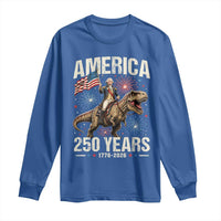 America 250 Years George Washington Riding Tyrannosaurus Rex Long Sleeve Shirt