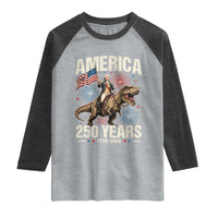 America 250 Years George Washington Riding Tyrannosaurus Rex Raglan Shirt