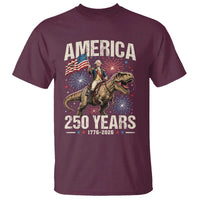 America 250 Years George Washington Riding Tyrannosaurus Rex T Shirt