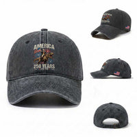 America 250 Years George Washington Riding Tyrannosaurus Rex Washed Cotton Baseball Cap