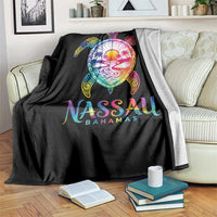 Nassau Bahamas Beach Vacation Throw Blanket Tie Dye Sea Turtle