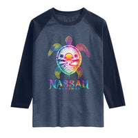 Nassau Bahamas Beach Vacation Raglan Shirt Tie Dye Sea Turtle