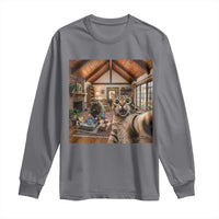 Cat Selfie with Man Funny Cat Dad Long Sleeve Shirt