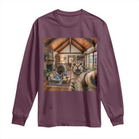 Cat Selfie with Man Funny Cat Dad Long Sleeve Shirt