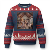 Cat Selfie with Woman Funny Cat Mom Ugly Christmas Sweater