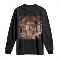 Cat Selfie with Woman Funny Cat Mom Long Sleeve Shirt