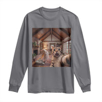 Cat Selfie with Woman Funny Cat Mom Long Sleeve Shirt