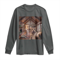 Cat Selfie with Woman Funny Cat Mom Long Sleeve Shirt