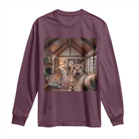Cat Selfie with Woman Funny Cat Mom Long Sleeve Shirt